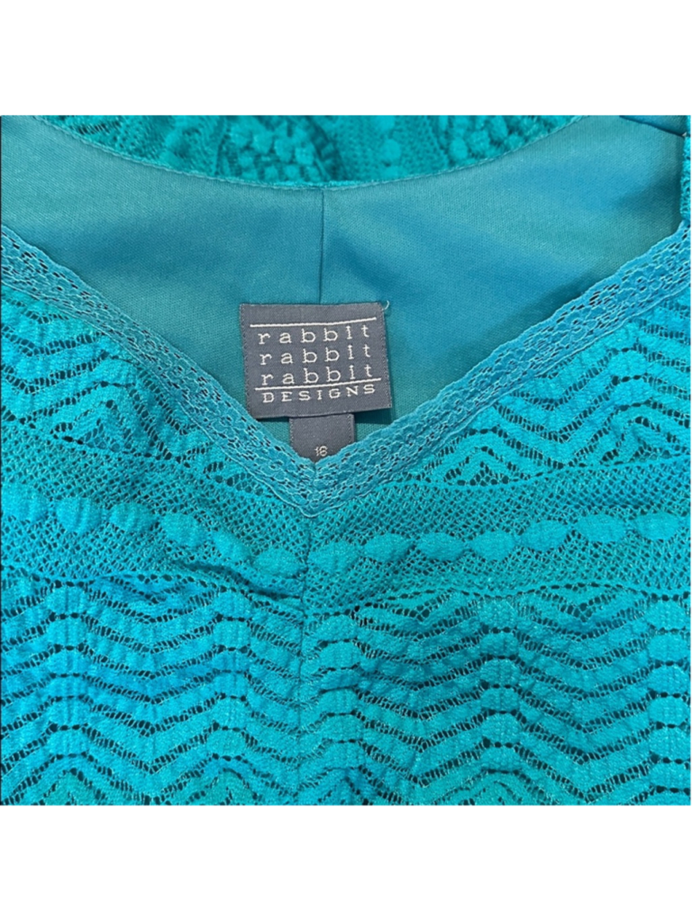 Rabbit Rabbit Designs Teal Turquoise Lace Dress - Picture 9 of 11